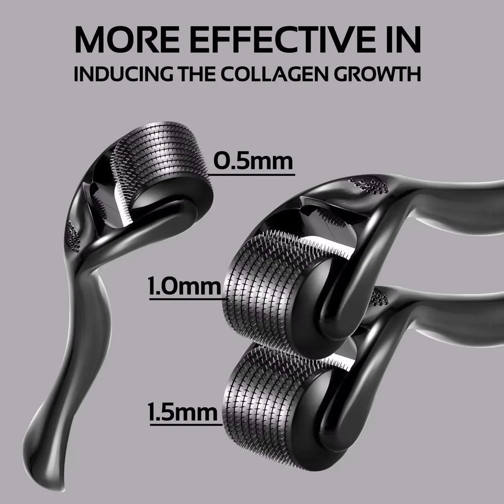 3 Packs Derma Roller 540 Microneedle Roller for Face Body Beard Hair Growth, Titanium Micro Needles Roller for Home Use