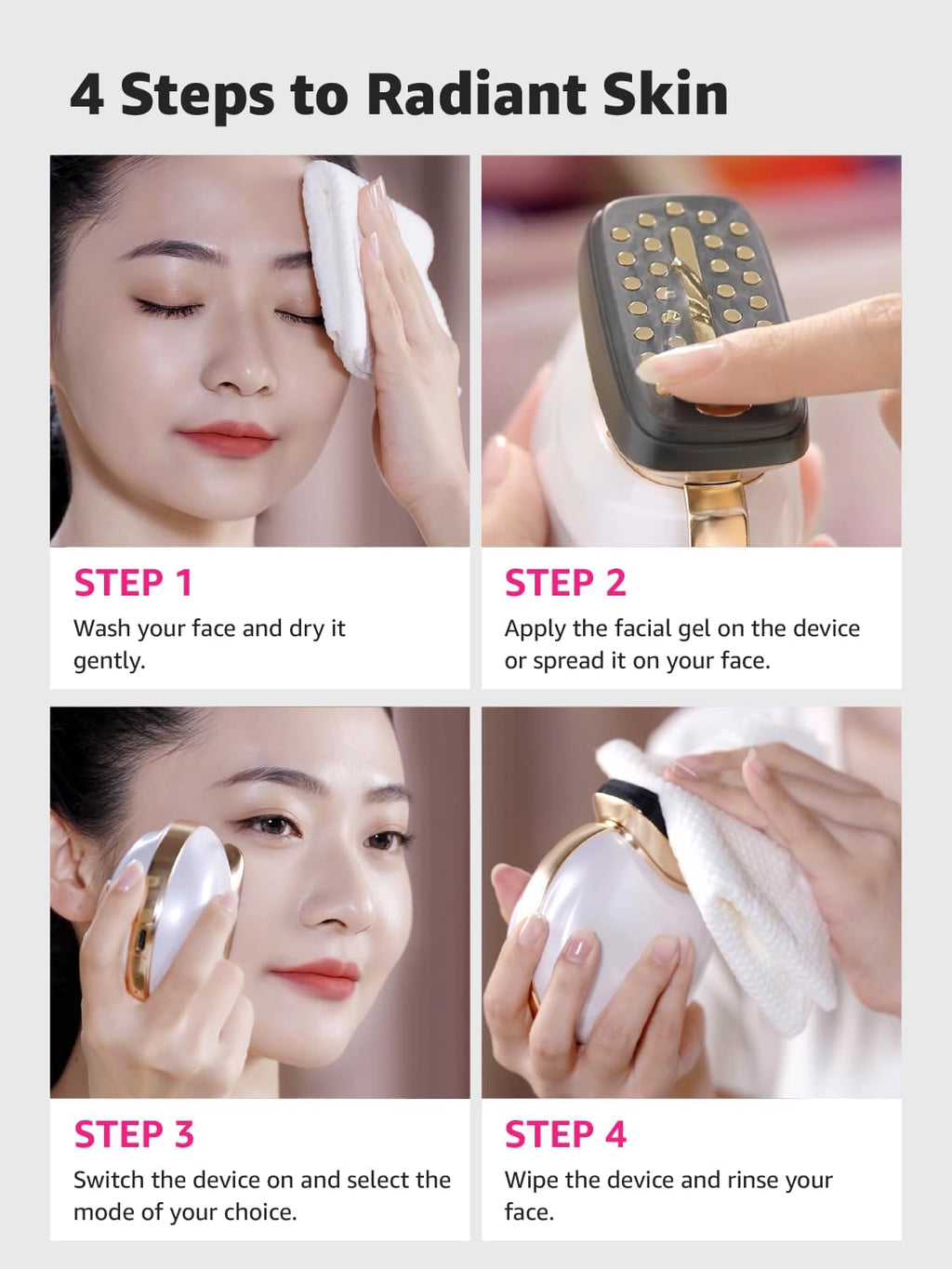 Microcurrent Facial Device Face Lift:  3 in 1 Light Therapy for Face, Portable Face Lift Device for 90 Seconds Lifting, Tightening, Skin Rejuvenation Anti-Aging Wrinkle Skin Salon at Home (White)