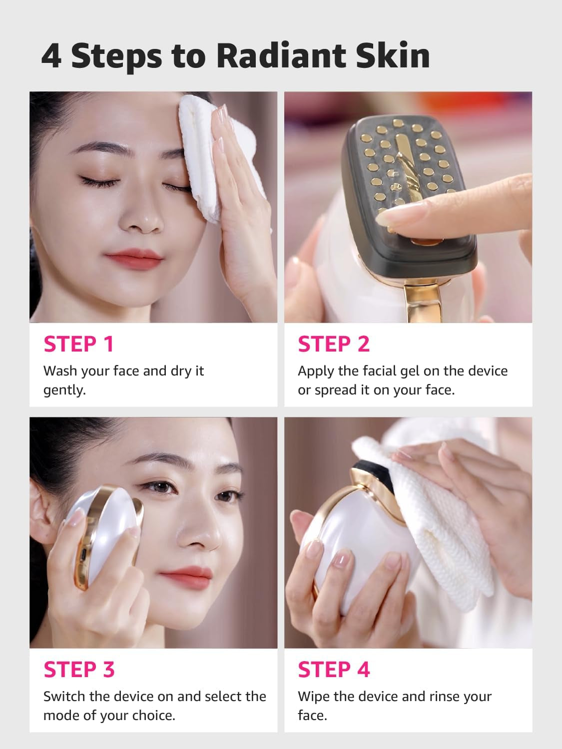 Microcurrent Facial Device Face Lift:  3 in 1 Light Therapy for Face, Portable Face Lift Device for 90 Seconds Lifting, Tightening, Skin Rejuvenation Anti-Aging Wrinkle Skin Salon at Home (White)