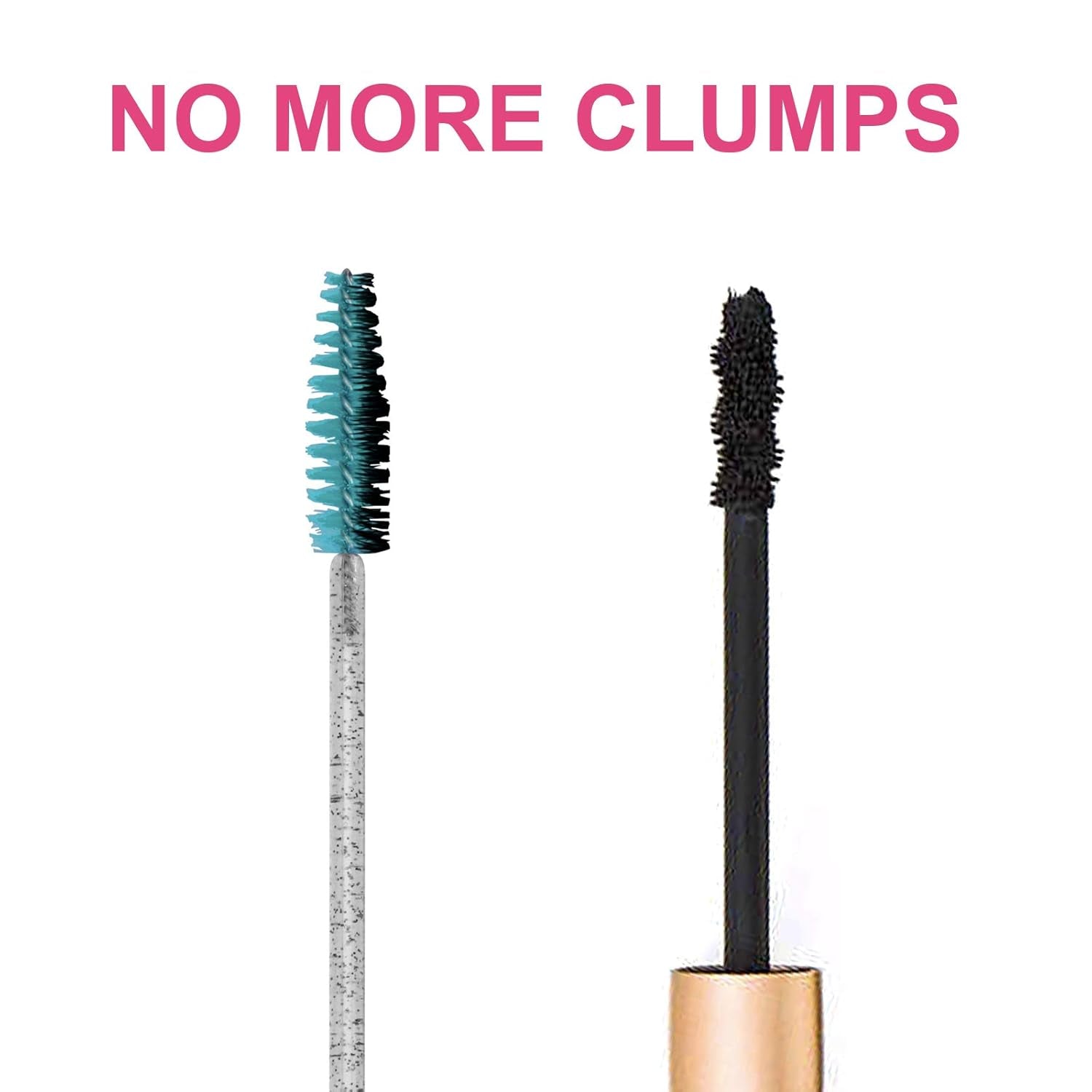 100Pcs Disposable Mascara Brushes Wands with Container, Crystal Eyelash Spoolie Brushes for Eyelash Extensions and Mascara Use Crystal Black Blue