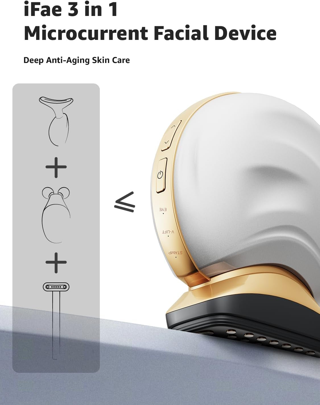 Microcurrent Facial Device Face Lift:  3 in 1 Light Therapy for Face, Portable Face Lift Device for 90 Seconds Lifting, Tightening, Skin Rejuvenation Anti-Aging Wrinkle Skin Salon at Home (White)