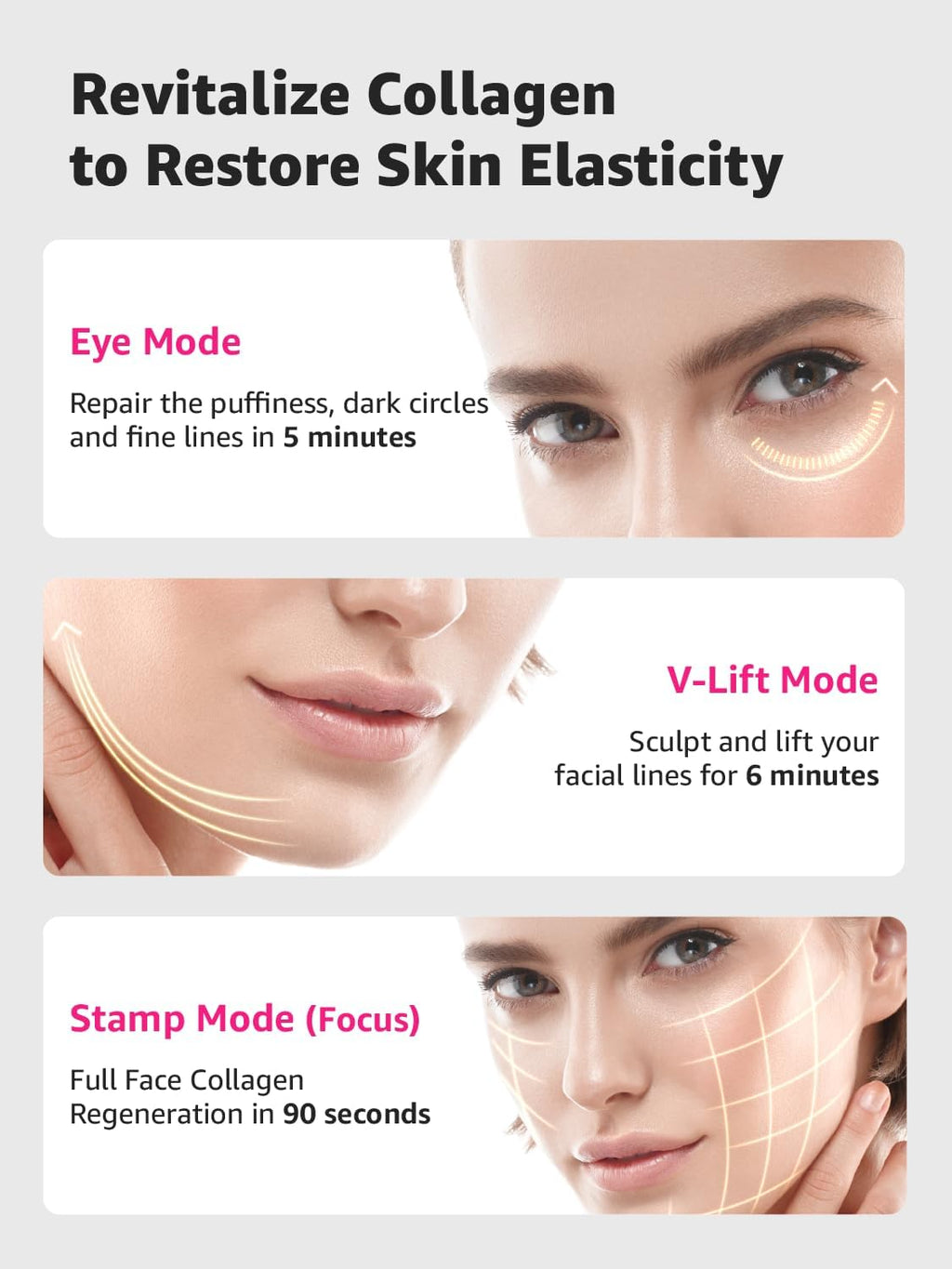 Microcurrent Facial Device Face Lift:  3 in 1 Light Therapy for Face, Portable Face Lift Device for 90 Seconds Lifting, Tightening, Skin Rejuvenation Anti-Aging Wrinkle Skin Salon at Home (White)